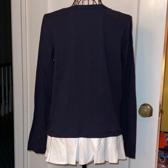 Clu navy L/S  T-shirt w white ruffle - S - Picture 2 of 10